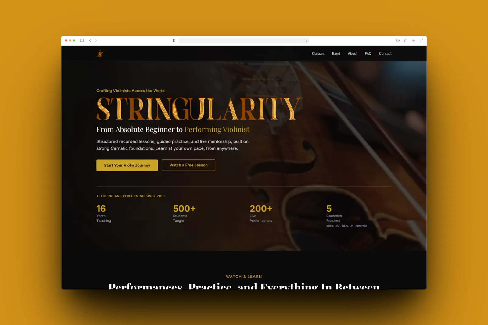 Stringularity online violin school homepage